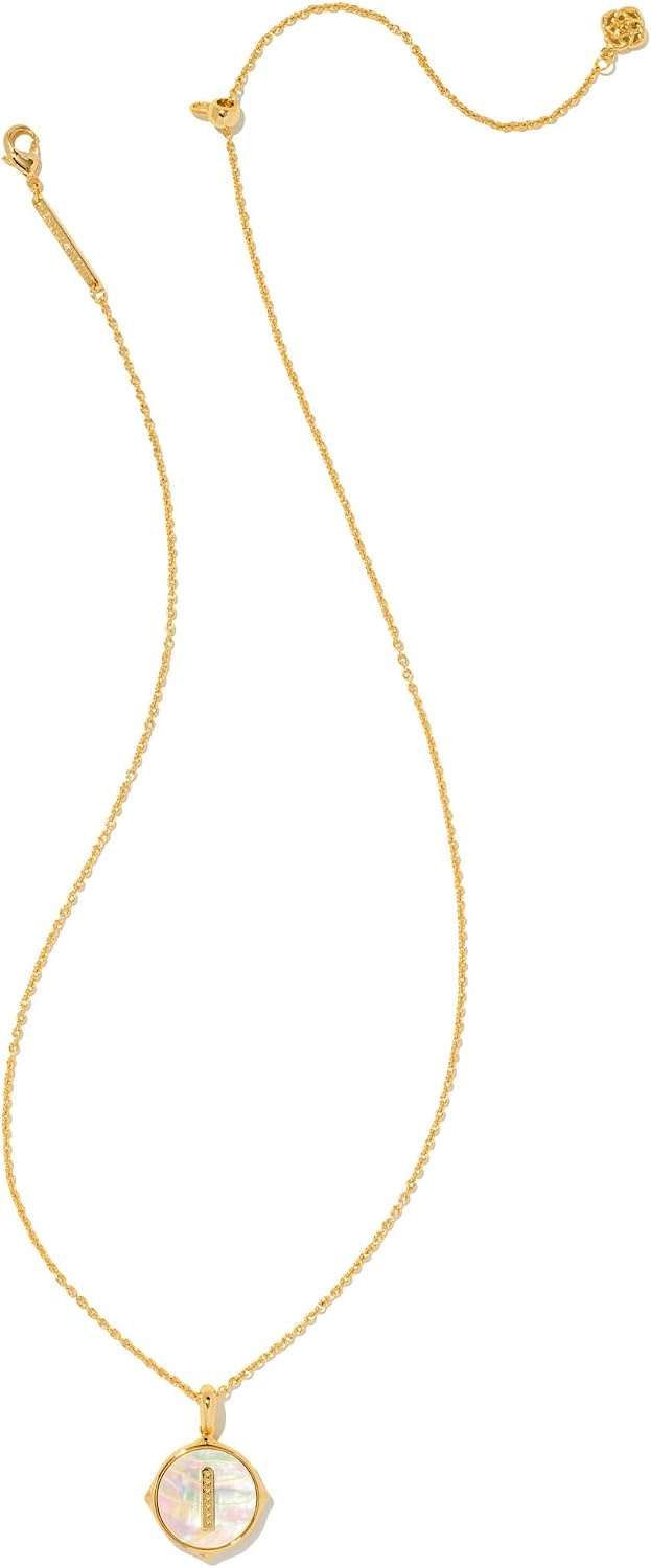 image:imageKendra Scott 14k GoldPlated Brass Letter AZ Disc Reversible Pendant Necklace Fashion Jewelry for WomenLetter I
