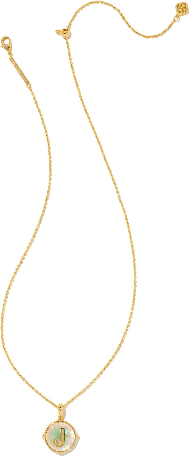 image:imageKendra Scott 14k GoldPlated Brass Letter AZ Disc Reversible Pendant Necklace Fashion Jewelry for WomenLetter J