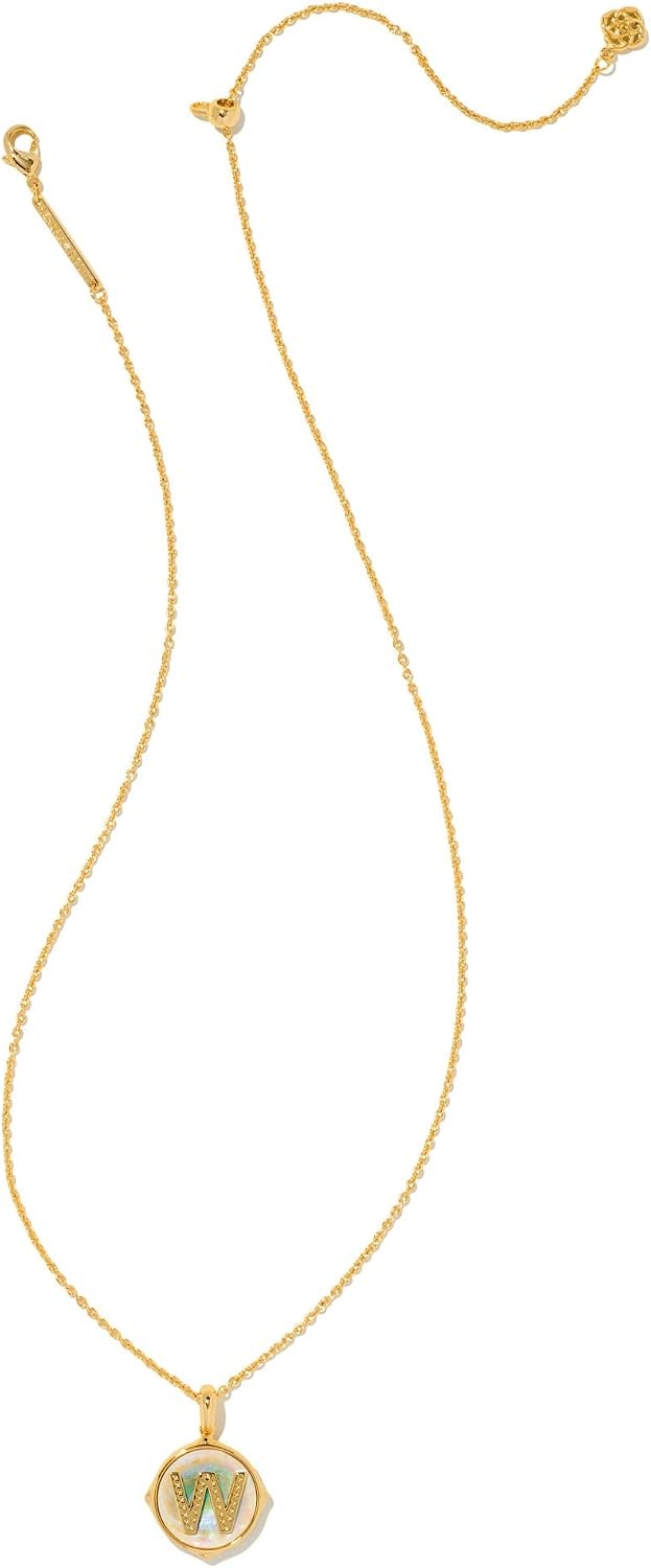 image:imageKendra Scott 14k GoldPlated Brass Letter AZ Disc Reversible Pendant Necklace Fashion Jewelry for WomenLetter W