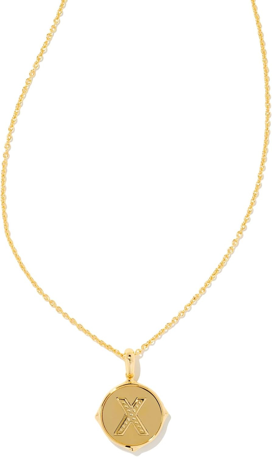 image:imageKendra Scott 14k GoldPlated Brass Letter AZ Disc Reversible Pendant Necklace Fashion Jewelry for WomenLetter X