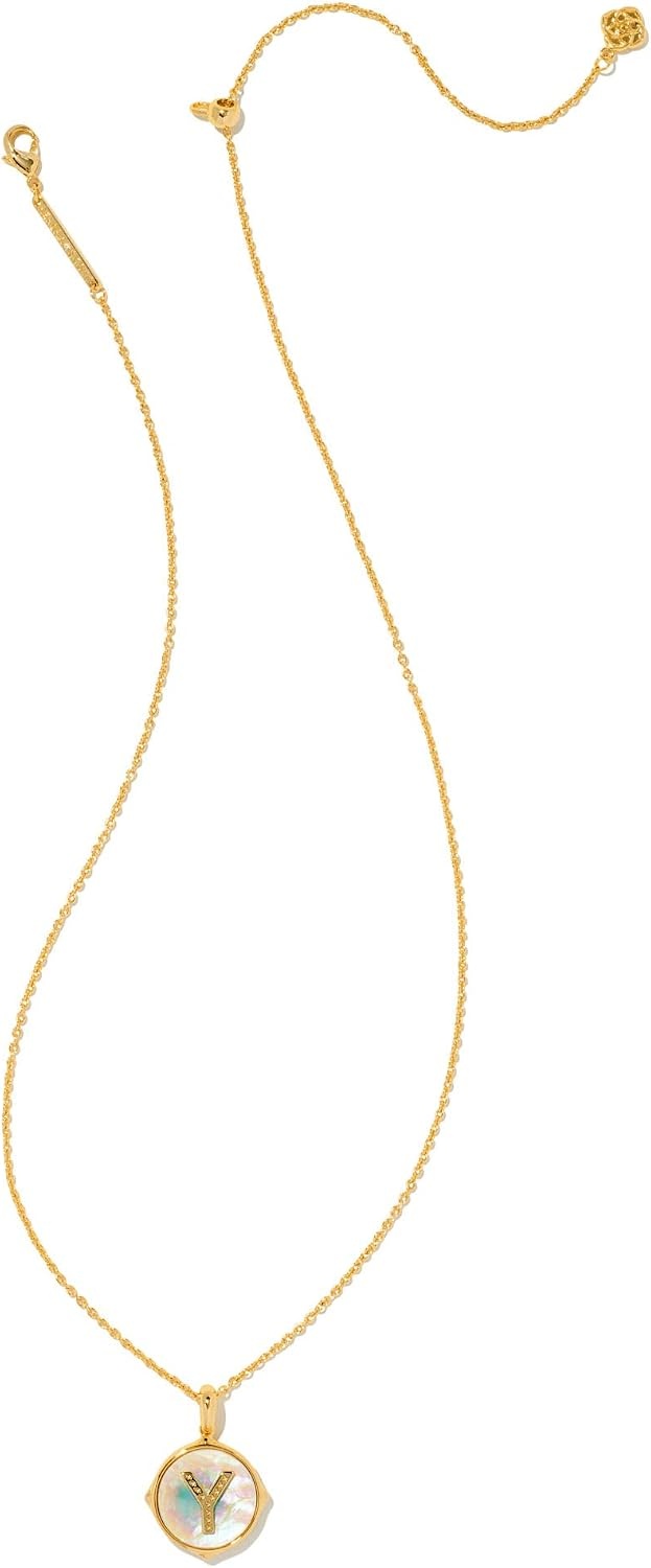 image:imageKendra Scott 14k GoldPlated Brass Letter AZ Disc Reversible Pendant Necklace Fashion Jewelry for WomenLetter Y