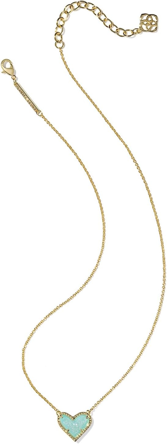 image:imageKendra Scott Ari Heart Adjustable Length Pendant Necklace for Women Fashion JewelryGOLD BRIGHT AQUA DRUSY