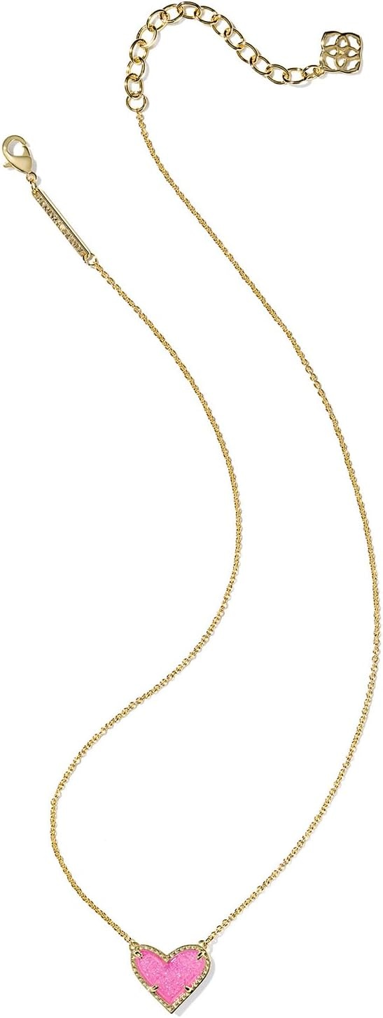 image:imageKendra Scott Ari Heart Adjustable Length Pendant Necklace for Women Fashion JewelryGOLD HOT PINK DRUSY