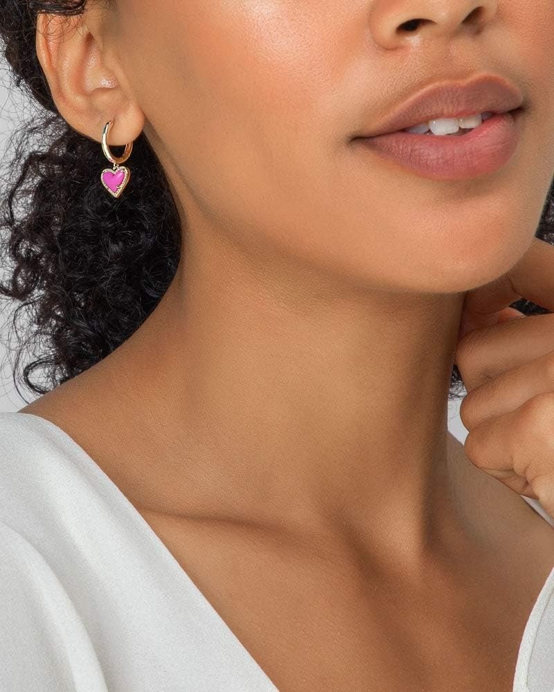 image:imageKendra Scott Ari Heart Huggie Earrings for Women Fashion JewelryGOLD IRIDESCENT DICHROIC GLASS