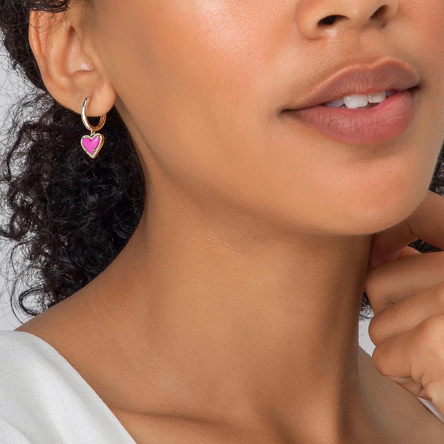 image:imageKendra Scott Ari Heart Huggie Earrings for Women Fashion JewelryRHODIUM IVORY MOTHER OF PEARL