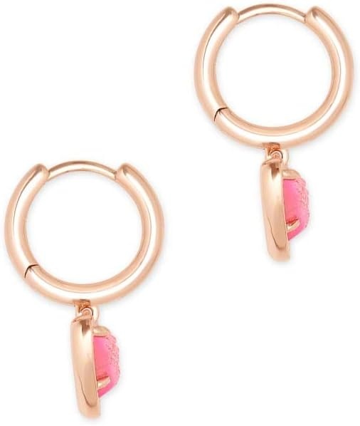 image:imageKendra Scott Ari Heart Huggie Earrings for Women Fashion JewelryROSE GOLD PINK DRUSY