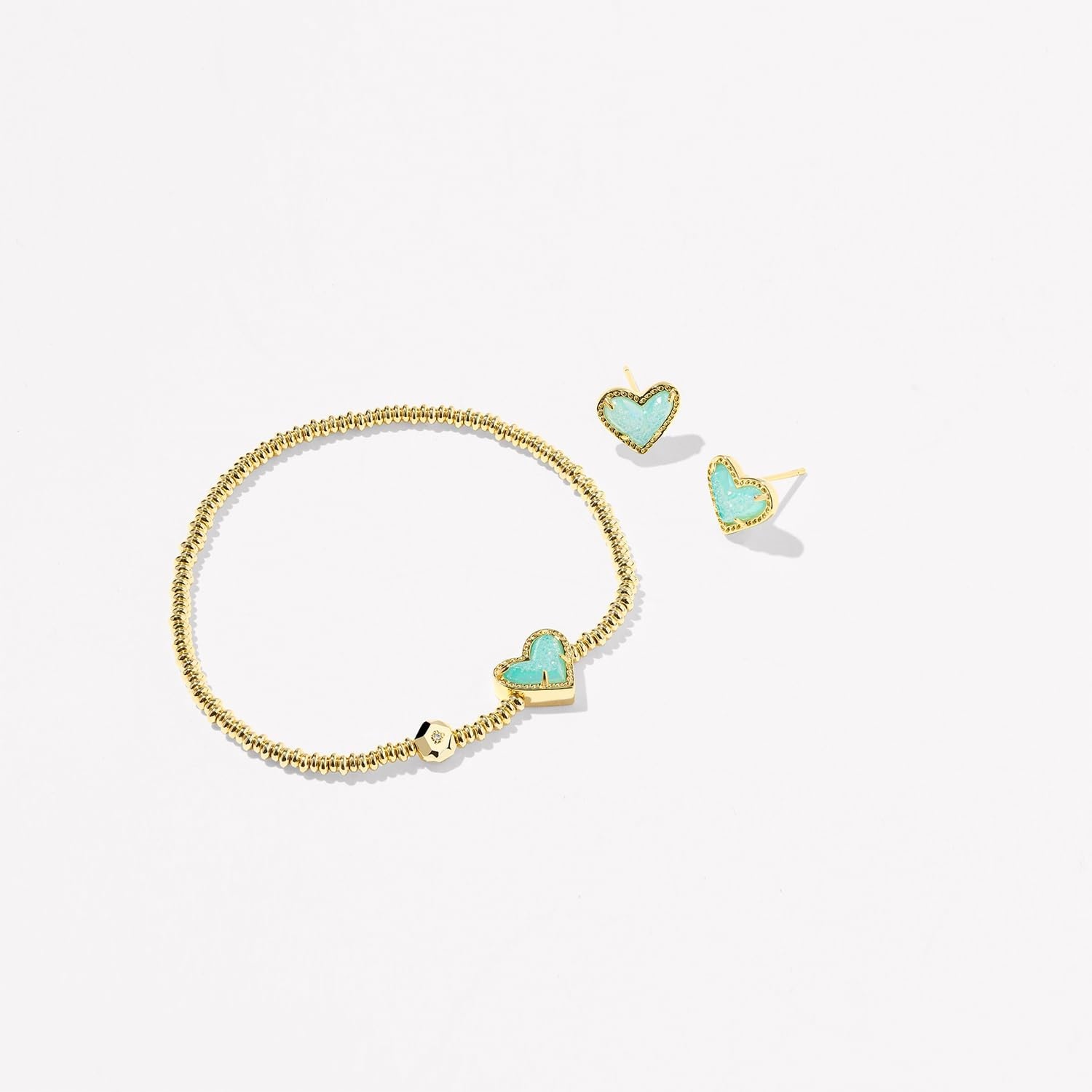 image:imageKendra Scott Ari Heart Stud Earrings for Women Fashion JewelryGOLD BRIGHT AQUA DRUSY