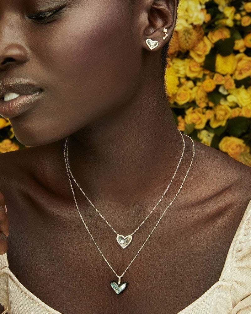 image:imageKendra Scott Ari Heart Stud Earrings for Women Fashion JewelryGOLD IRIDESCENT DICHROIC GLASS