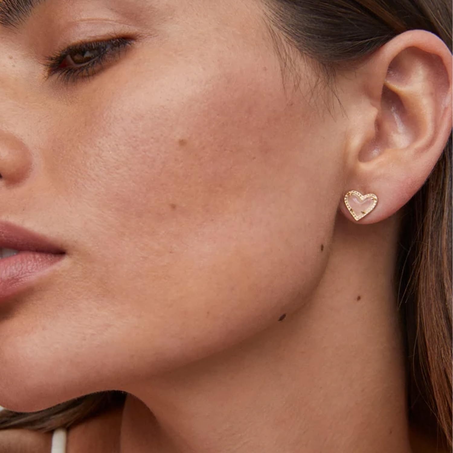 image:imageKendra Scott Ari Heart Stud Earrings for Women Fashion JewelryGOLD ROSE QUARTZ
