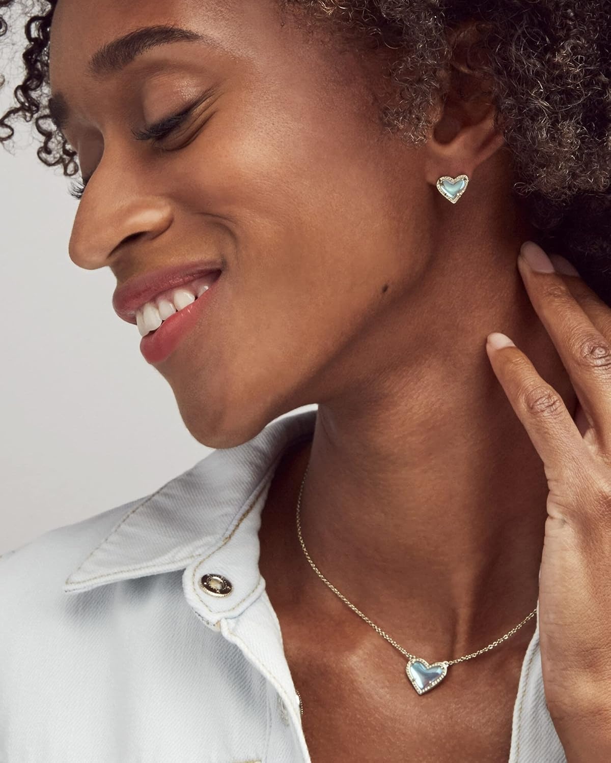 image:imageKendra Scott Ari Heart Stud Earrings for Women Fashion JewelryRHODIUM PLATINUM DRUSY