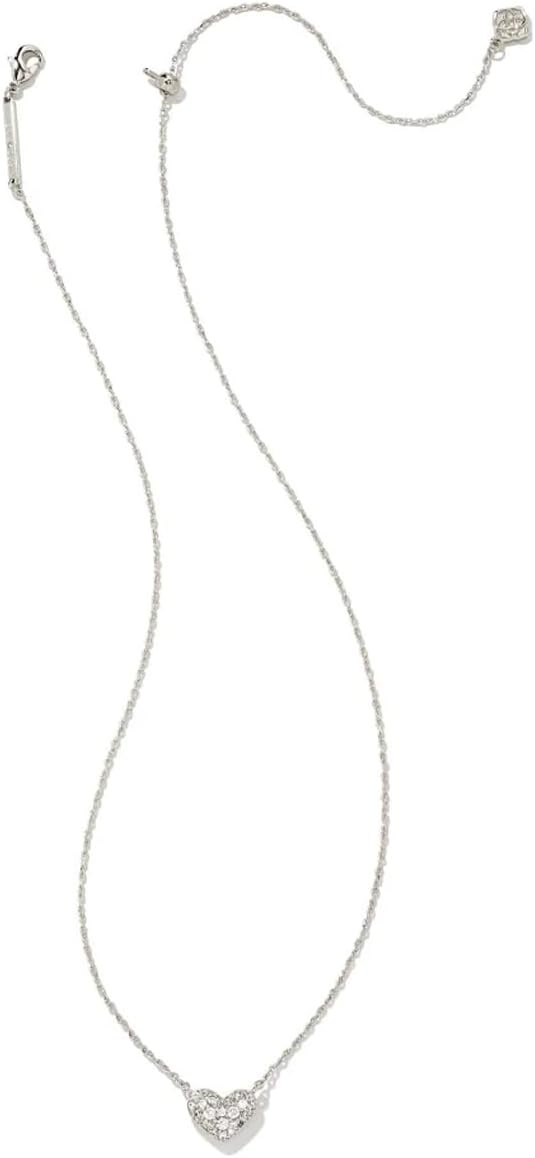 image:imageKendra Scott Ari Pave Crystal Heart Necklace Fashion Jewelry For WomenRHODIUM METAL WHITE CUBIC ZIRCONIA
