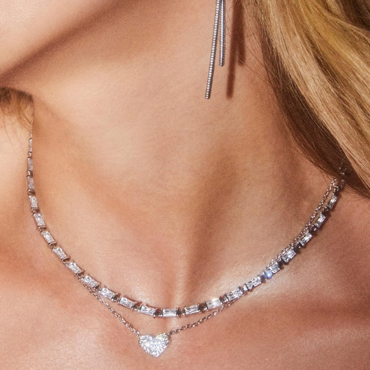 image:imageKendra Scott Ari Pave Crystal Heart Necklace Fashion Jewelry For WomenRHODIUM METAL WHITE CUBIC ZIRCONIA