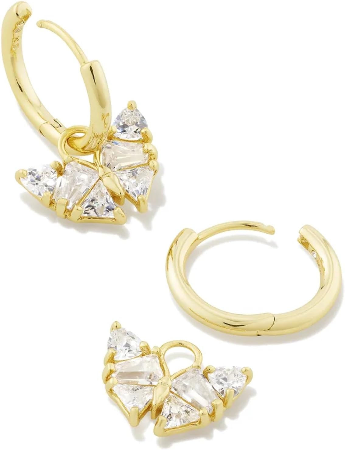image:imageKendra Scott Blair 14k GoldPlated Butterfly Huggie Earrings in White Crystal Fashion Jewelry for Women