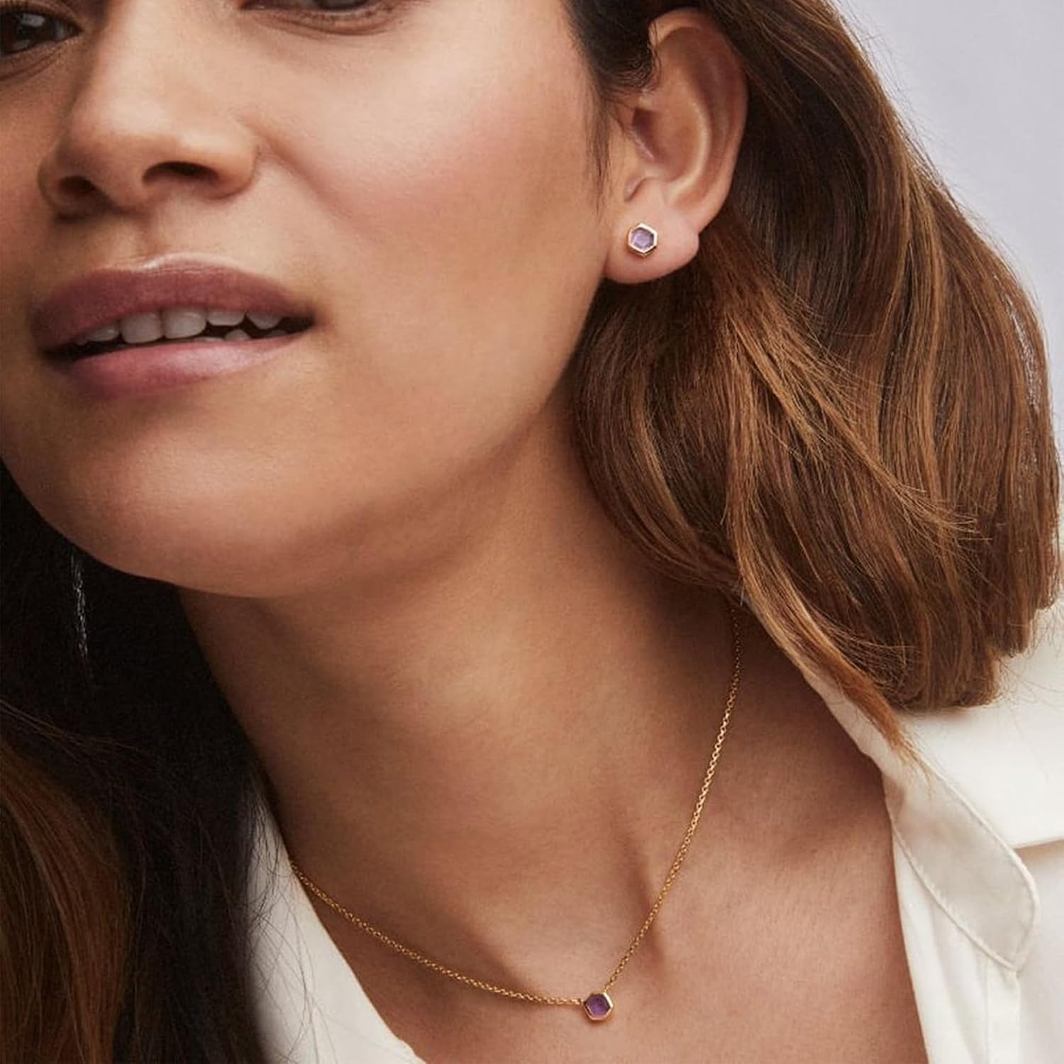 image:imageKendra Scott Davie Stud Earrings Fine Jewelry for Women18K GOLD VERMEIL AMETHYST