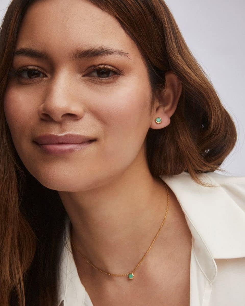 image:imageKendra Scott Davie Stud Earrings Fine Jewelry for Women18K GOLD VERMEIL CHRYSOPRASE