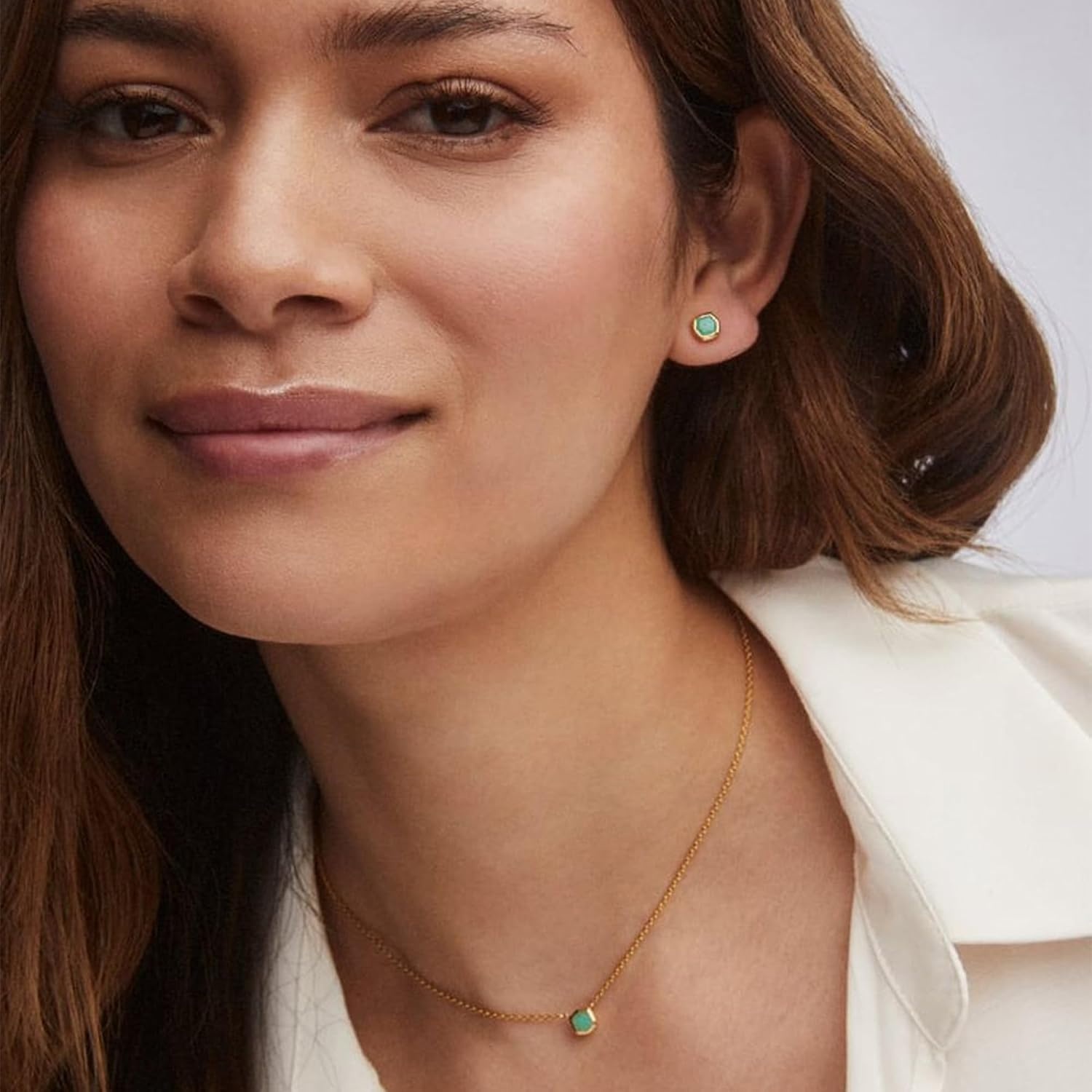 image:imageKendra Scott Davie Stud Earrings Fine Jewelry for Women18K GOLD VERMEIL CHRYSOPRASE