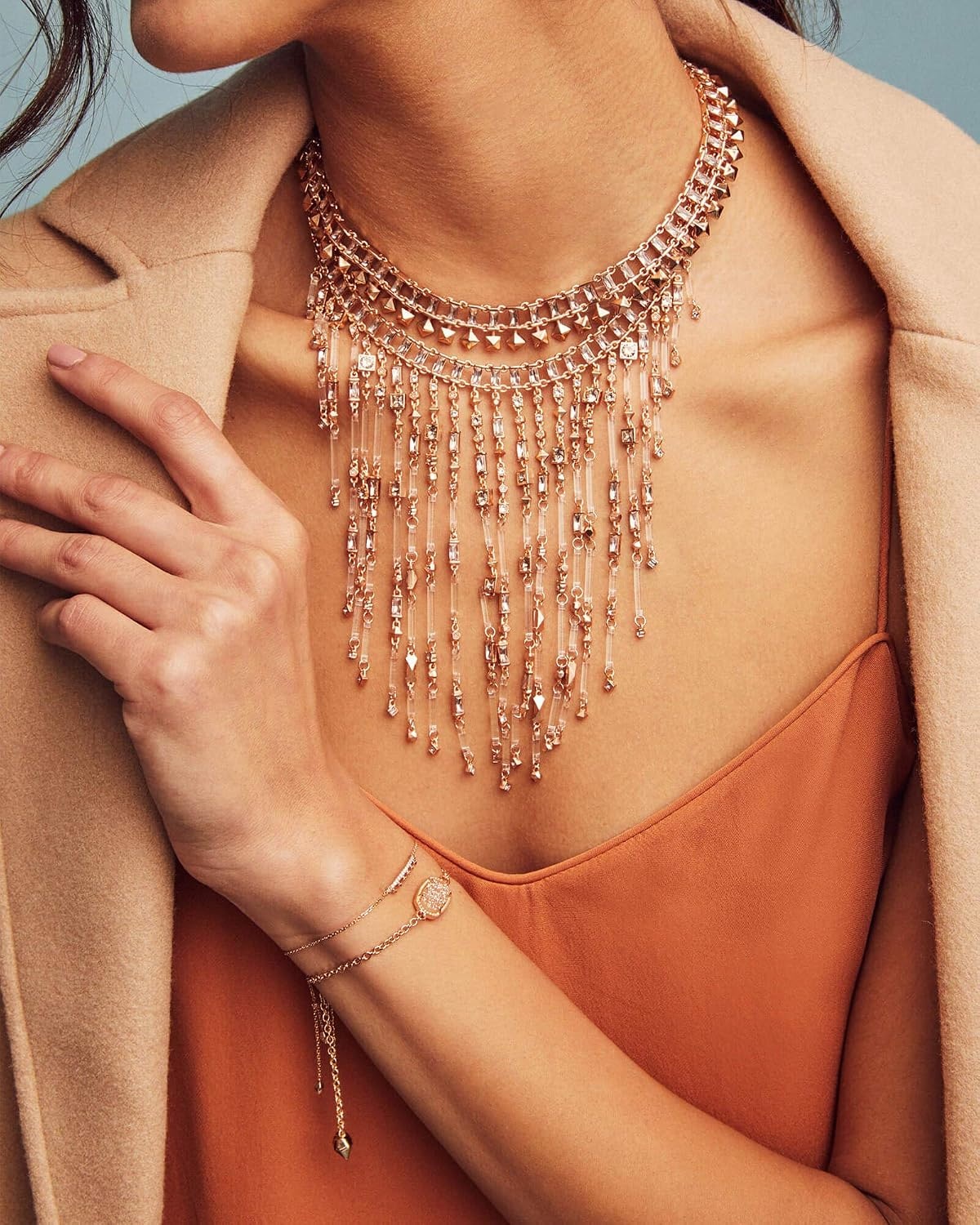 image:imageKendra Scott Elaina Adjustable Chain Bracelet for Women Fashion Jewelry GoldPlatedGOLD COBALT CATS EYE