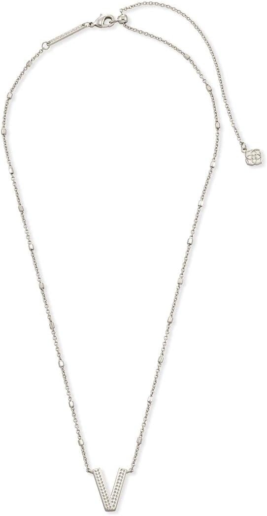 image:imageKendra Scott Letters AZ Pendant Necklace for Women Fashion Jewelry RhodiumPlated BrassLetter V