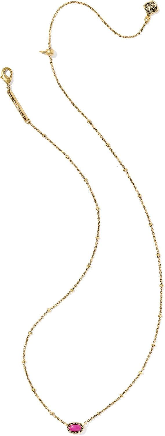 image:imageKendra Scott Mini Elisa 14k GoldPlated Satellite Short Pendant Necklace Fashion Jewelry for WomenGOLD DARK FUCHSIA VARIEGATED MAGNESITE