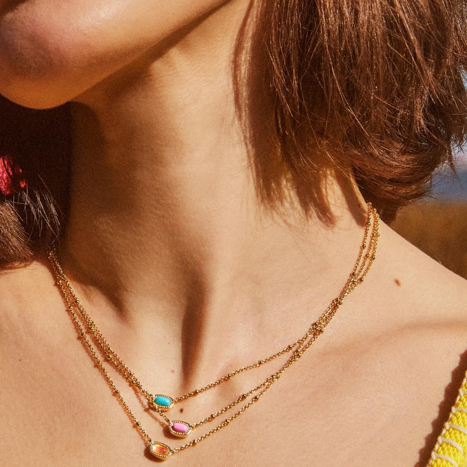 image:imageKendra Scott Mini Elisa 14k GoldPlated Satellite Short Pendant Necklace Fashion Jewelry for WomenGOLD DICHROIC GLASS
