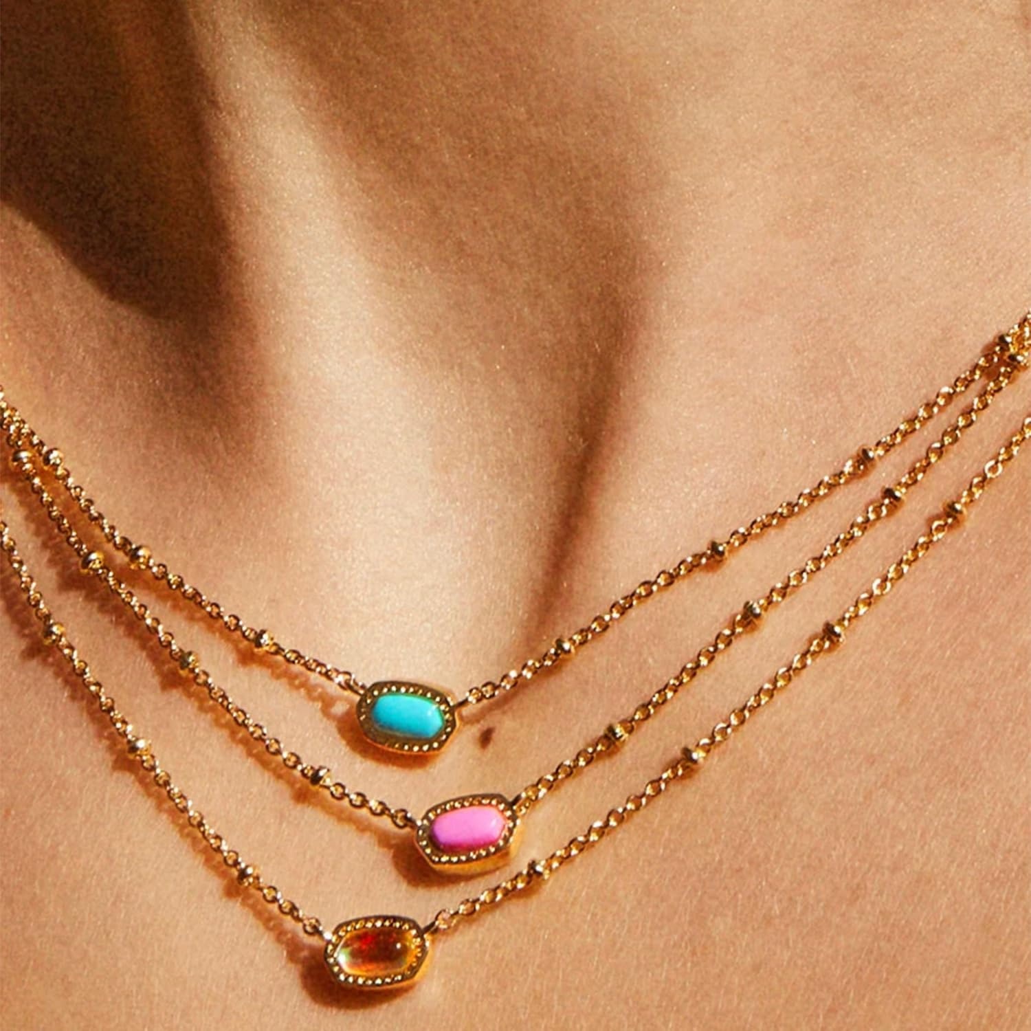 image:imageKendra Scott Mini Elisa 14k GoldPlated Satellite Short Pendant Necklace Fashion Jewelry for WomenGOLD FUCHSIA MAGNESITE