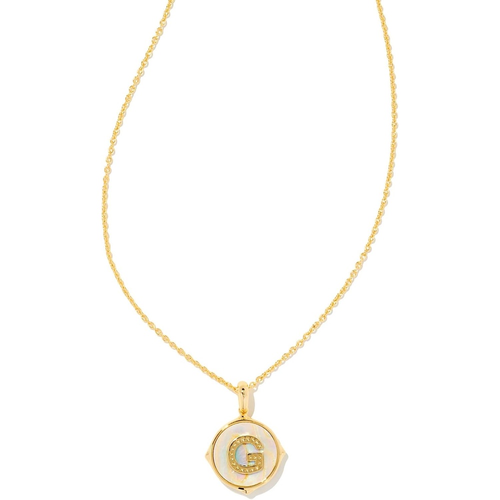 image:imageKendra Scott 14k GoldPlated Brass Letter AZ Disc Reversible Pendant Necklace Fashion Jewelry for WomenLetter G