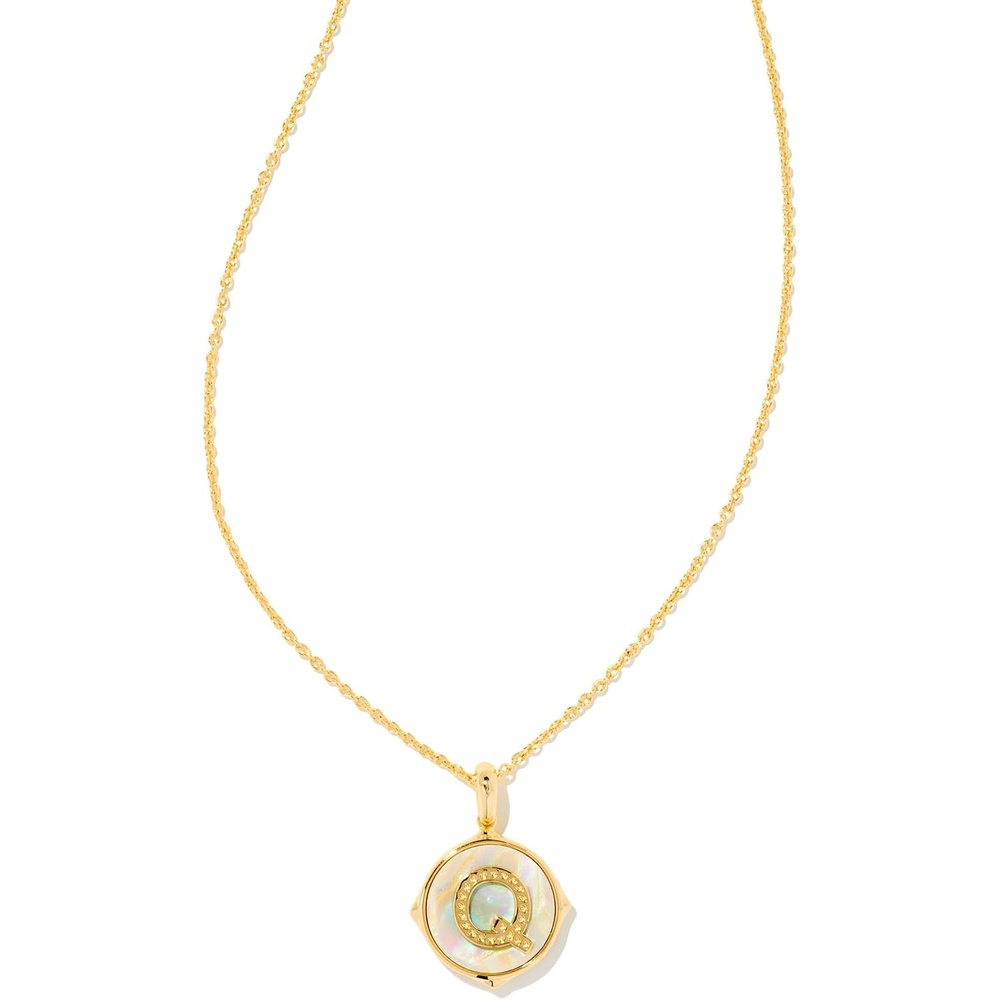 image:imageKendra Scott 14k GoldPlated Brass Letter AZ Disc Reversible Pendant Necklace Fashion Jewelry for WomenLetter Q