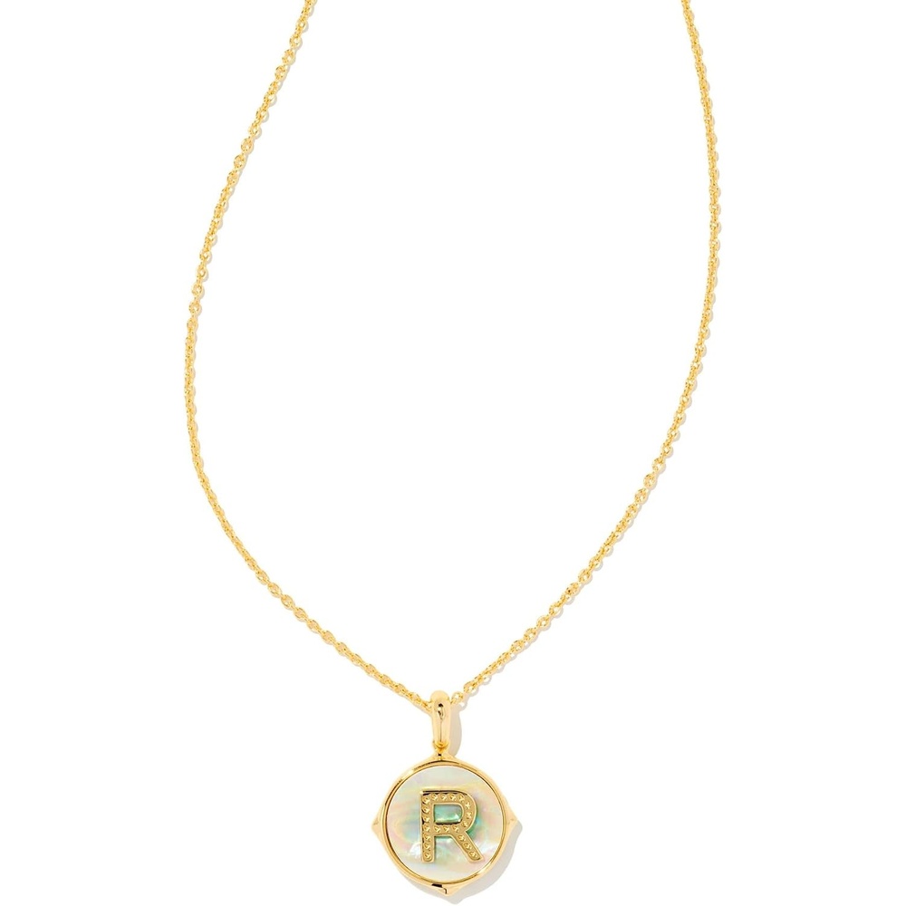 image:imageKendra Scott 14k GoldPlated Brass Letter AZ Disc Reversible Pendant Necklace Fashion Jewelry for WomenLetter R
