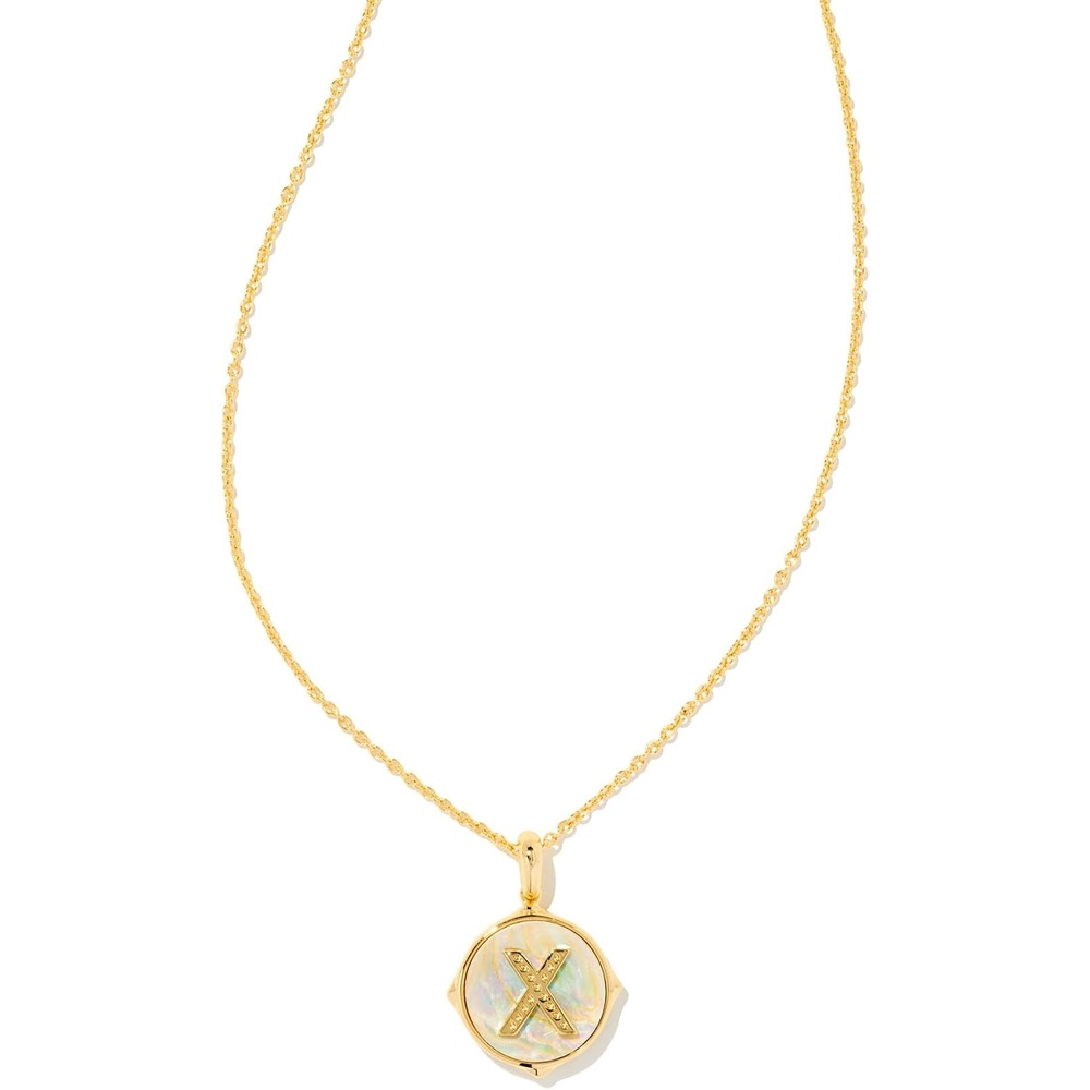 image:imageKendra Scott 14k GoldPlated Brass Letter AZ Disc Reversible Pendant Necklace Fashion Jewelry for WomenLetter X