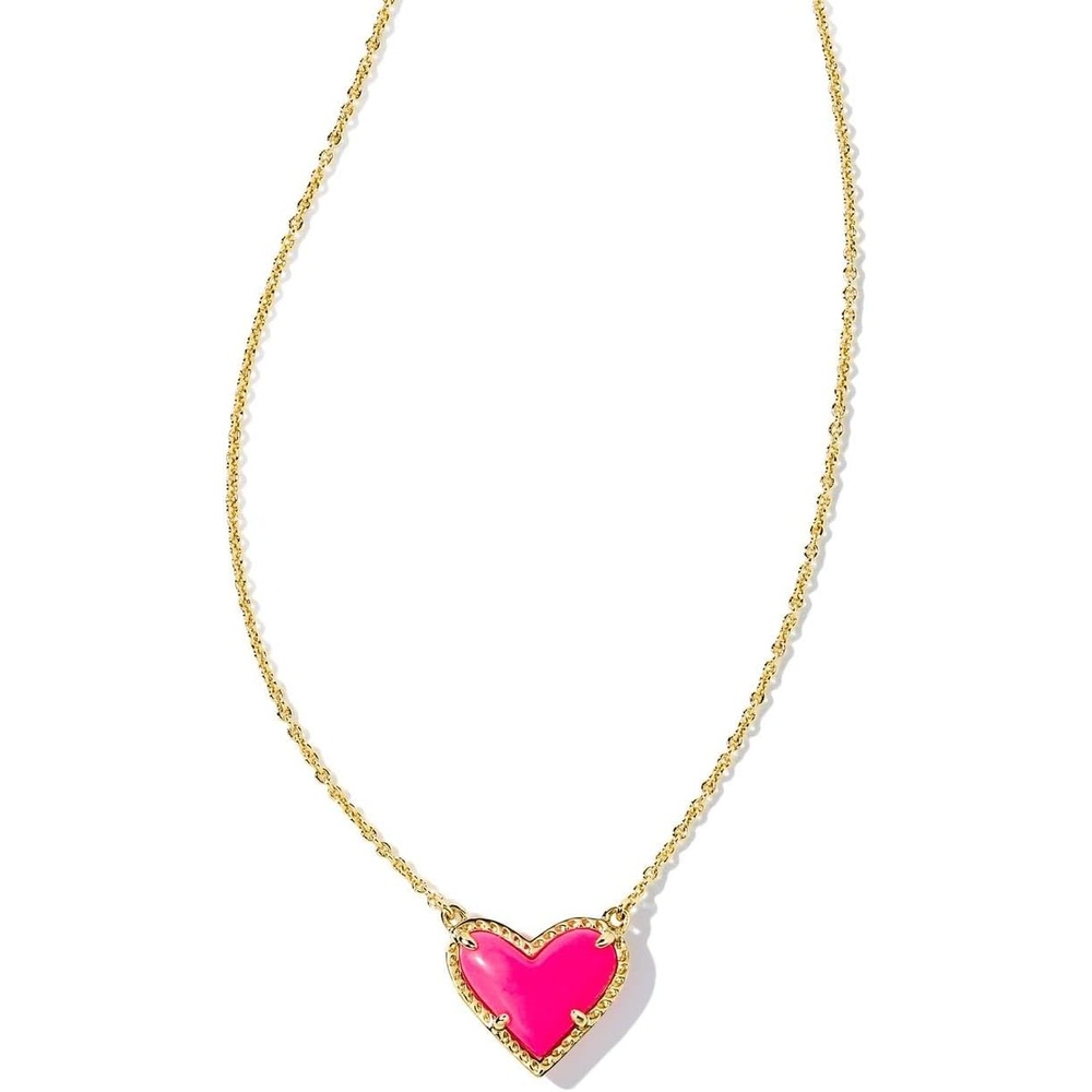 image:imageKendra Scott Ari Heart Adjustable Length Pendant Necklace for Women Fashion JewelryGOLD  NEON PINK