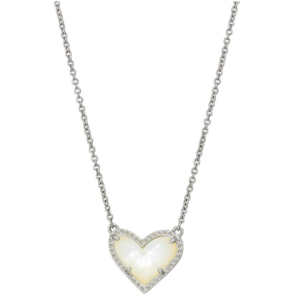 image:imageKendra Scott Ari Heart Adjustable Length Pendant Necklace for Women Fashion JewelryRHODIUM IVORY MOTHER OF PEARL