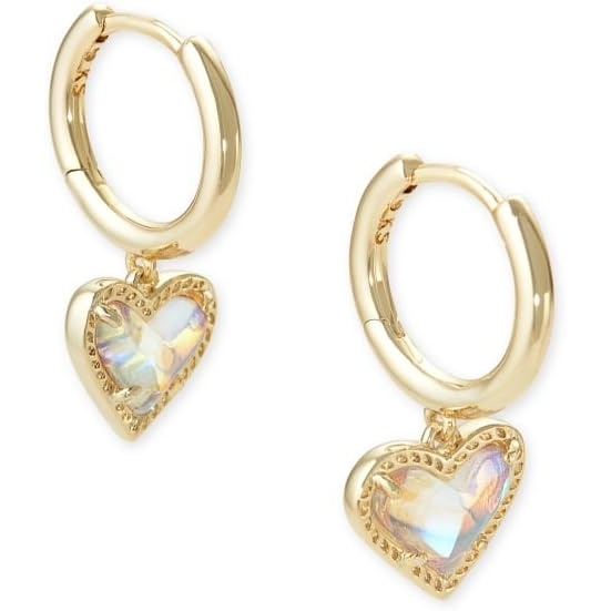 image:imageKendra Scott Ari Heart Huggie Earrings for Women Fashion JewelryGOLD  IRIDESCENT DICHROIC GLASS