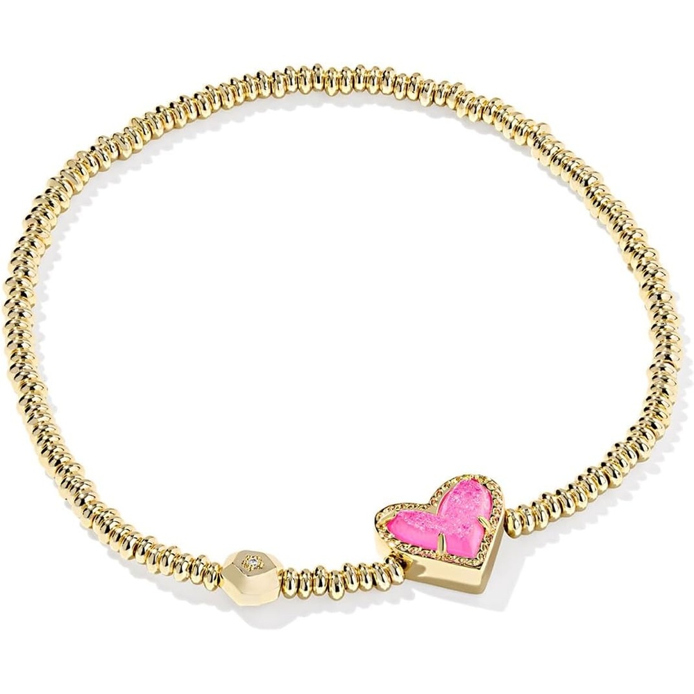 image:imageKendra Scott Ari Heart Stretch Bracelet Fashion Jewelry for WomenGOLD HOT PINK DRUSY
