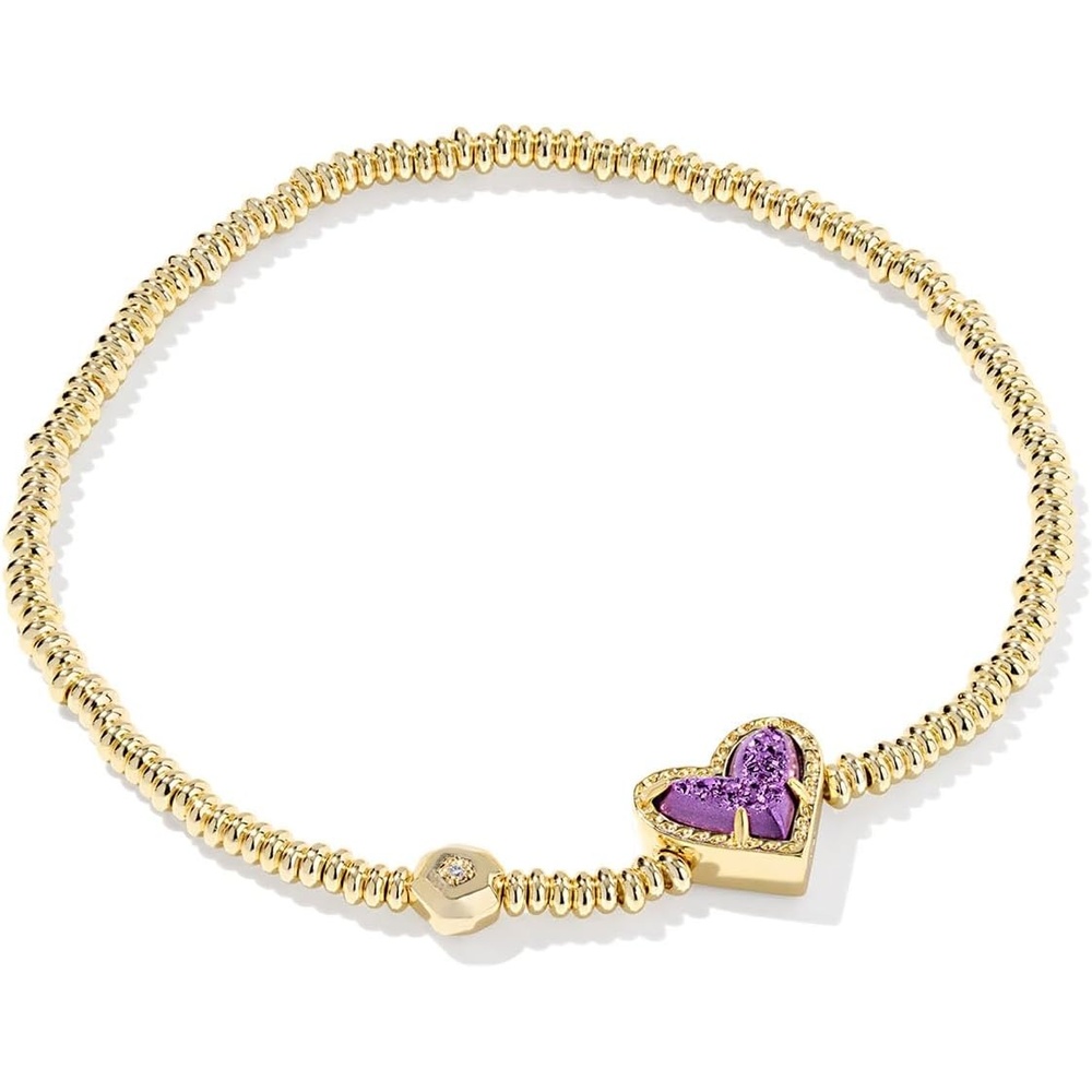 image:imageKendra Scott Ari Heart Stretch Bracelet Fashion Jewelry for WomenGOLD PURPLE DRUSY