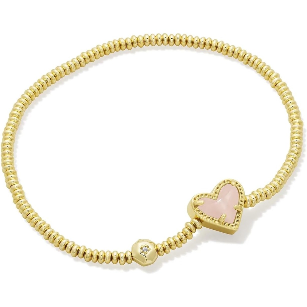 image:imageKendra Scott Ari Heart Stretch Bracelet Fashion Jewelry for WomenGOLD  ROSE QUARTZ
