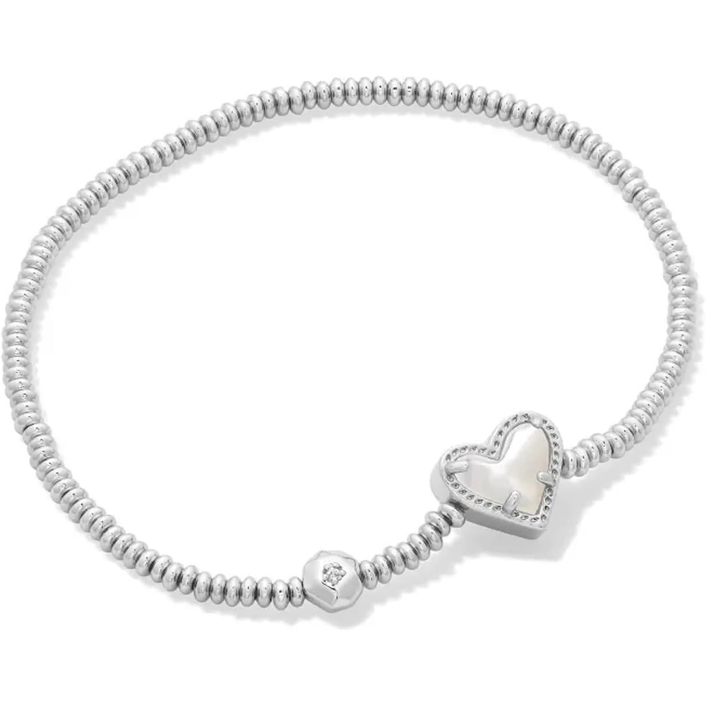image:imageKendra Scott Ari Heart Stretch Bracelet Fashion Jewelry for WomenRHODIUM IVORY MOTHER OF PEARL