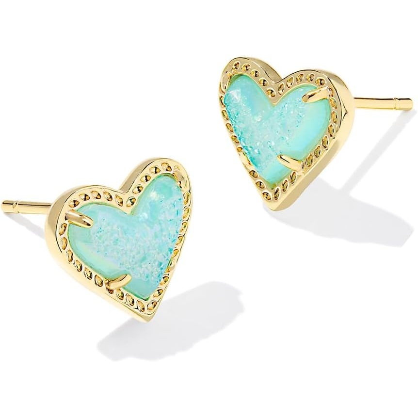 image:imageKendra Scott Ari Heart Stud Earrings for Women Fashion JewelryGOLD BRIGHT AQUA DRUSY