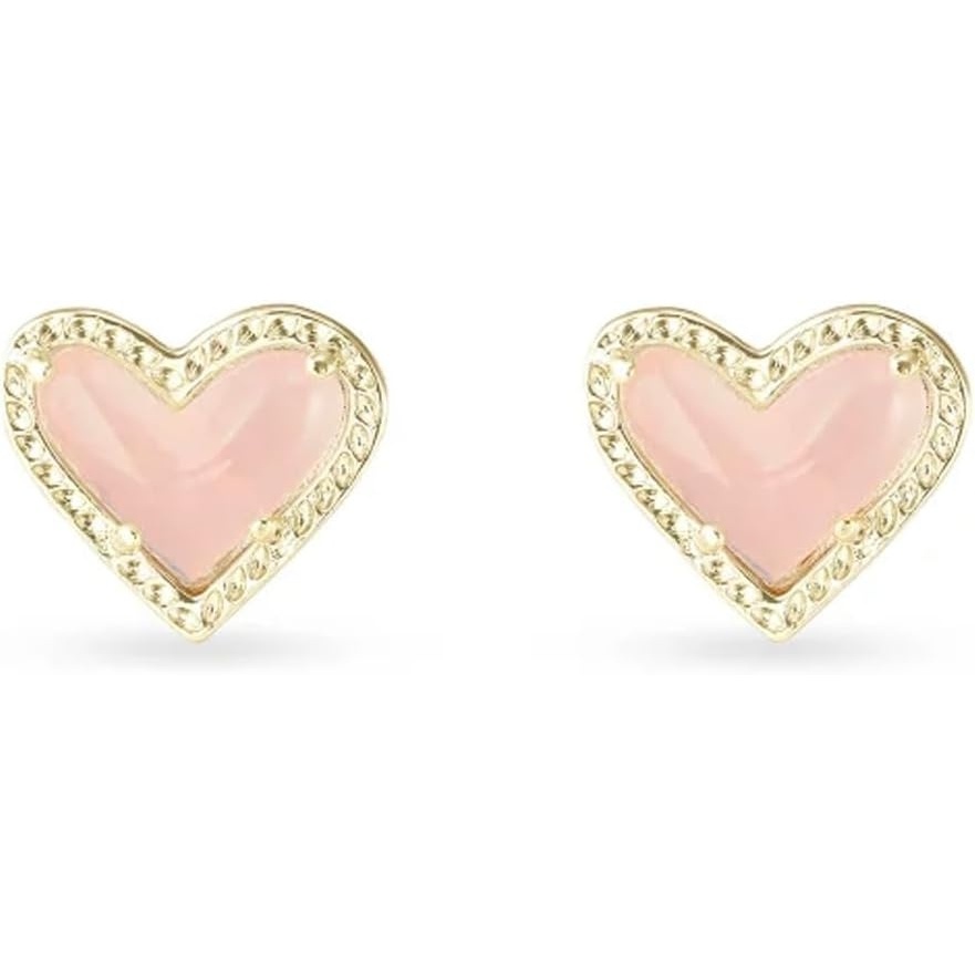 image:imageKendra Scott Ari Heart Stud Earrings for Women Fashion JewelryGOLD  ROSE QUARTZ