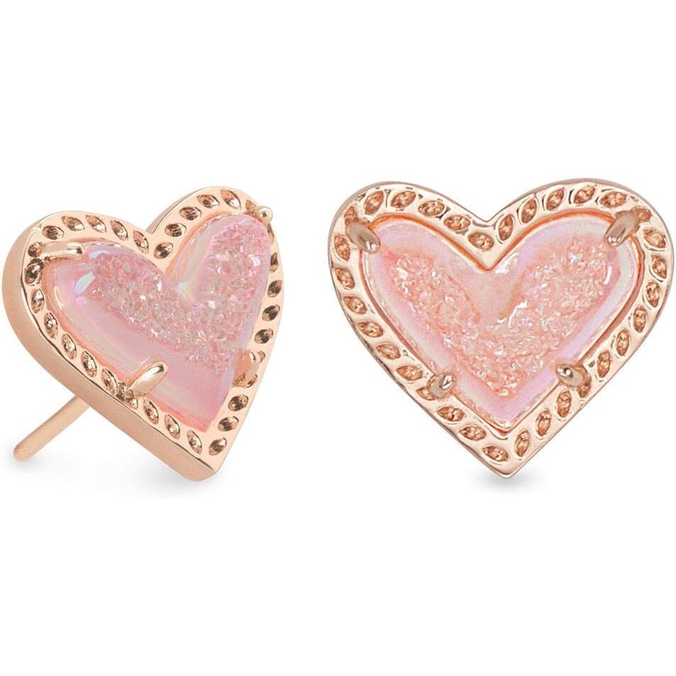 image:imageKendra Scott Ari Heart Stud Earrings for Women Fashion JewelryROSE GOLD  PINK DRUSY