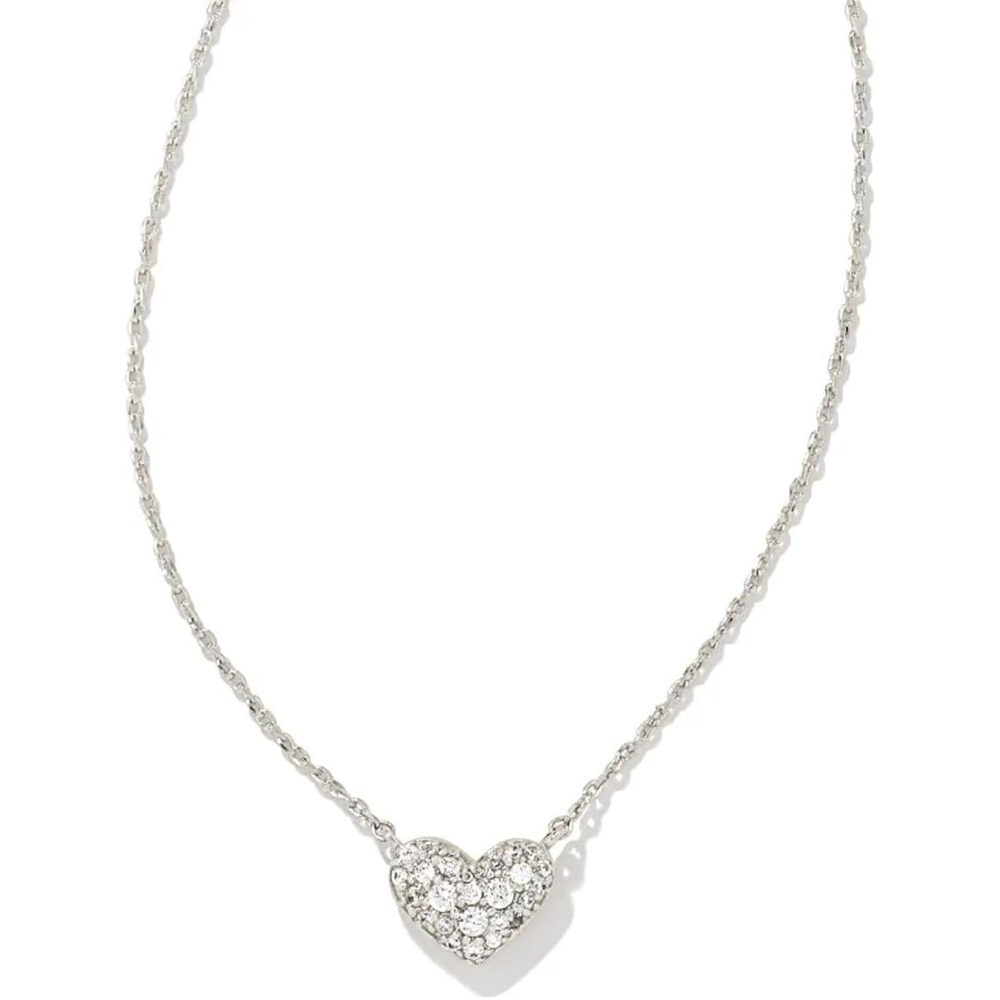 image:imageKendra Scott Ari Pave Crystal Heart Necklace Fashion Jewelry For WomenRHODIUM METAL  WHITE CUBIC ZIRCONIA
