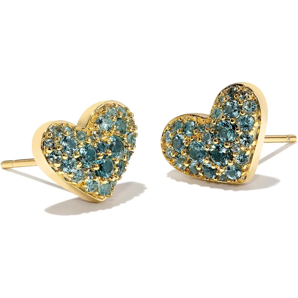 image:imageKendra Scott Ari Pave Crystal Heart Stud Earrings Fashion Jewelry for WomenGOLD  PARAIBA BLUE GREEN