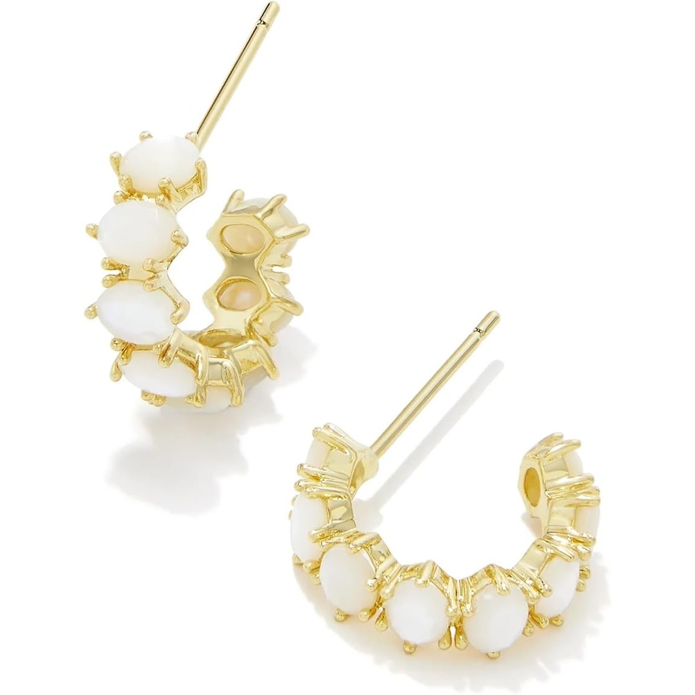 image:imageKendra Scott Cailin Crystal Huggie Earrings Fashion Jewelry For WomenGOLD  IVORY MOTHEROFPEARL
