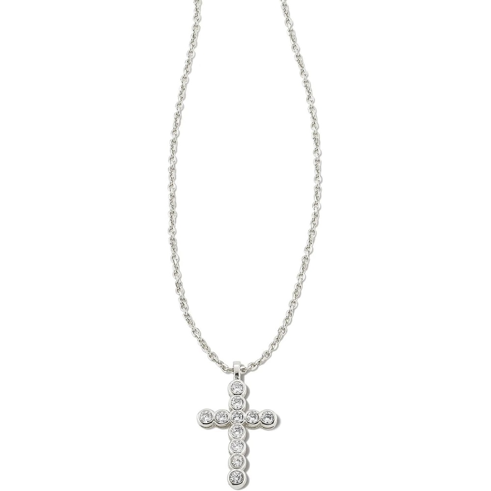 image:imageKendra Scott Cross Crystal Pendant Necklace Fashion Jewelry for WomenRHODIUM  WHITE CRYSTAL