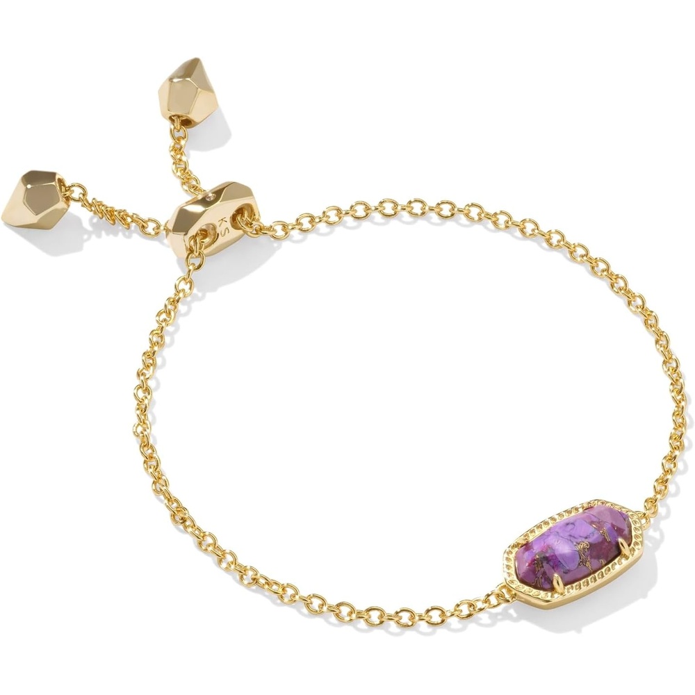 image:imageKendra Scott Elaina Adjustable Chain Bracelet for Women Fashion Jewelry GoldPlatedGOLD  BRONZED VEINED VIOLET MAGNESITE