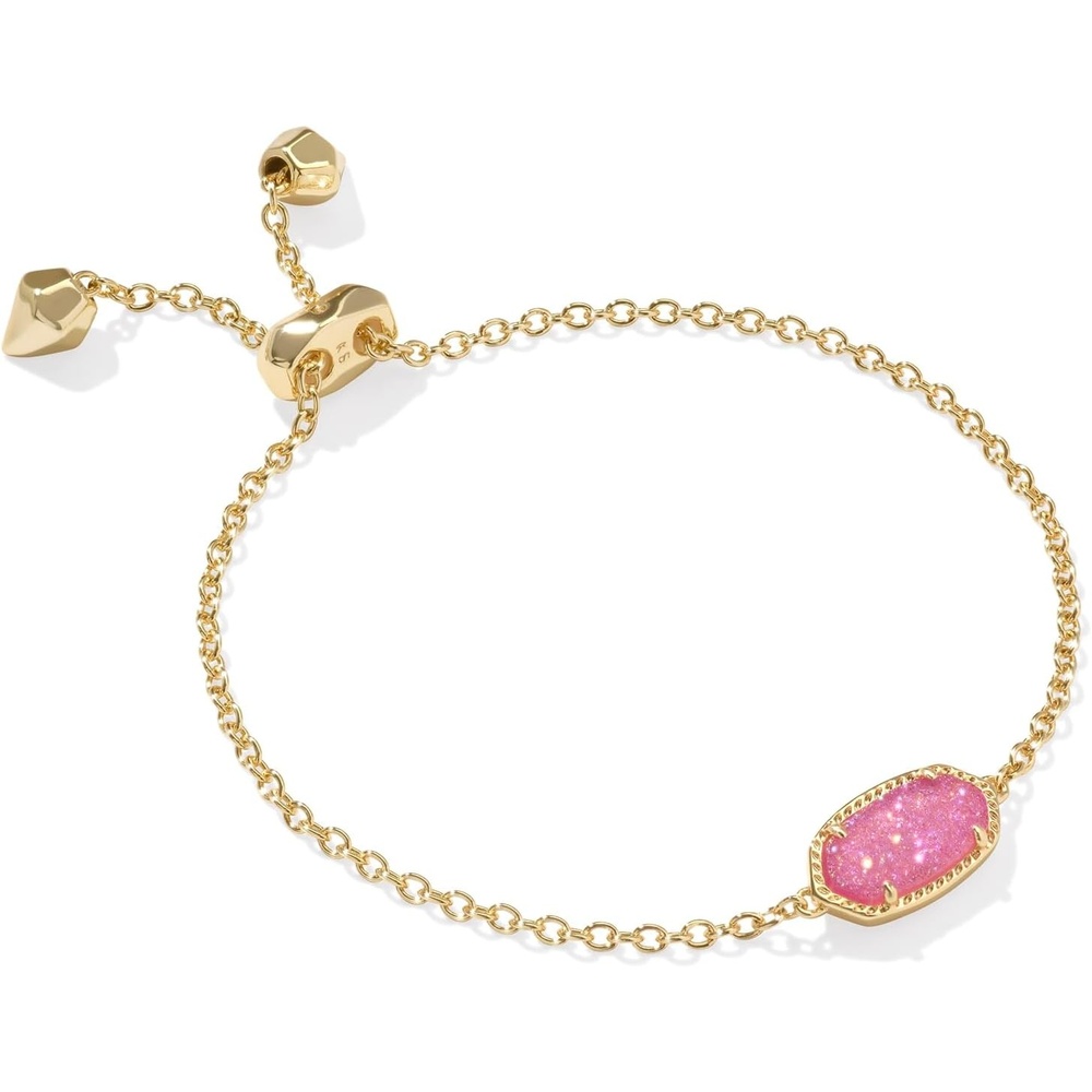 image:imageKendra Scott Elaina Adjustable Chain Bracelet for Women Fashion Jewelry GoldPlatedGOLD  HOT PINK DRUSY
