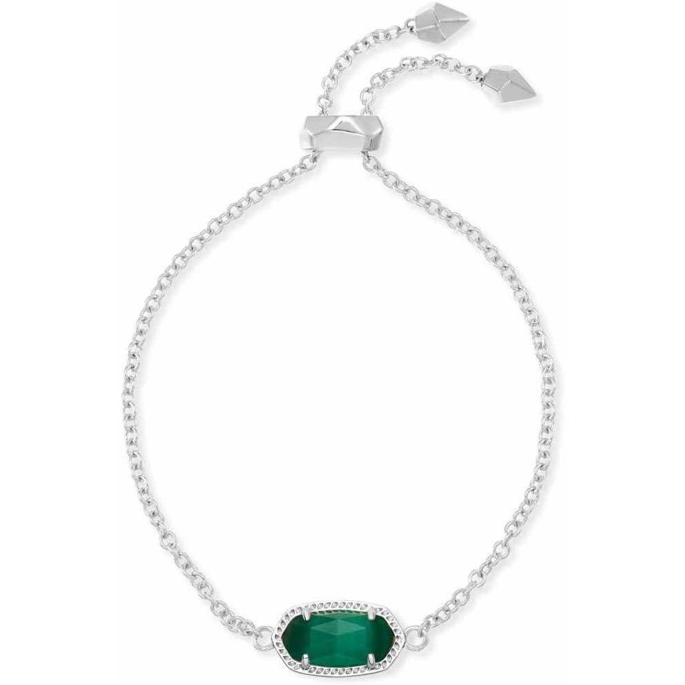 image:imageKendra Scott Elaina Adjustable Chain Bracelet for Women Fashion Jewelry GoldPlatedRHODIUM  EMERALD CATS EYE