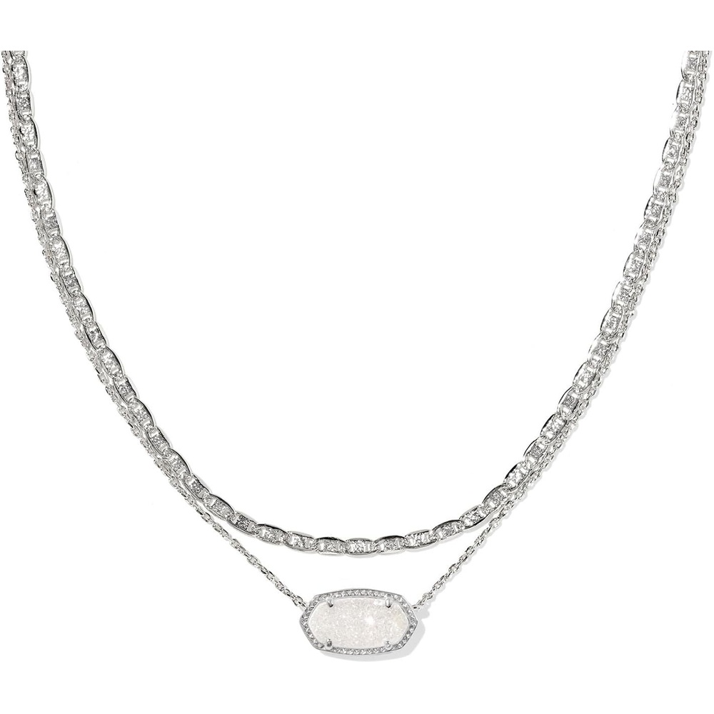 image:imageKendra Scott Elisa Multi Strand Necklace for Women Fashion JewelryRHODIUM  IRIDESCENT DRUSY