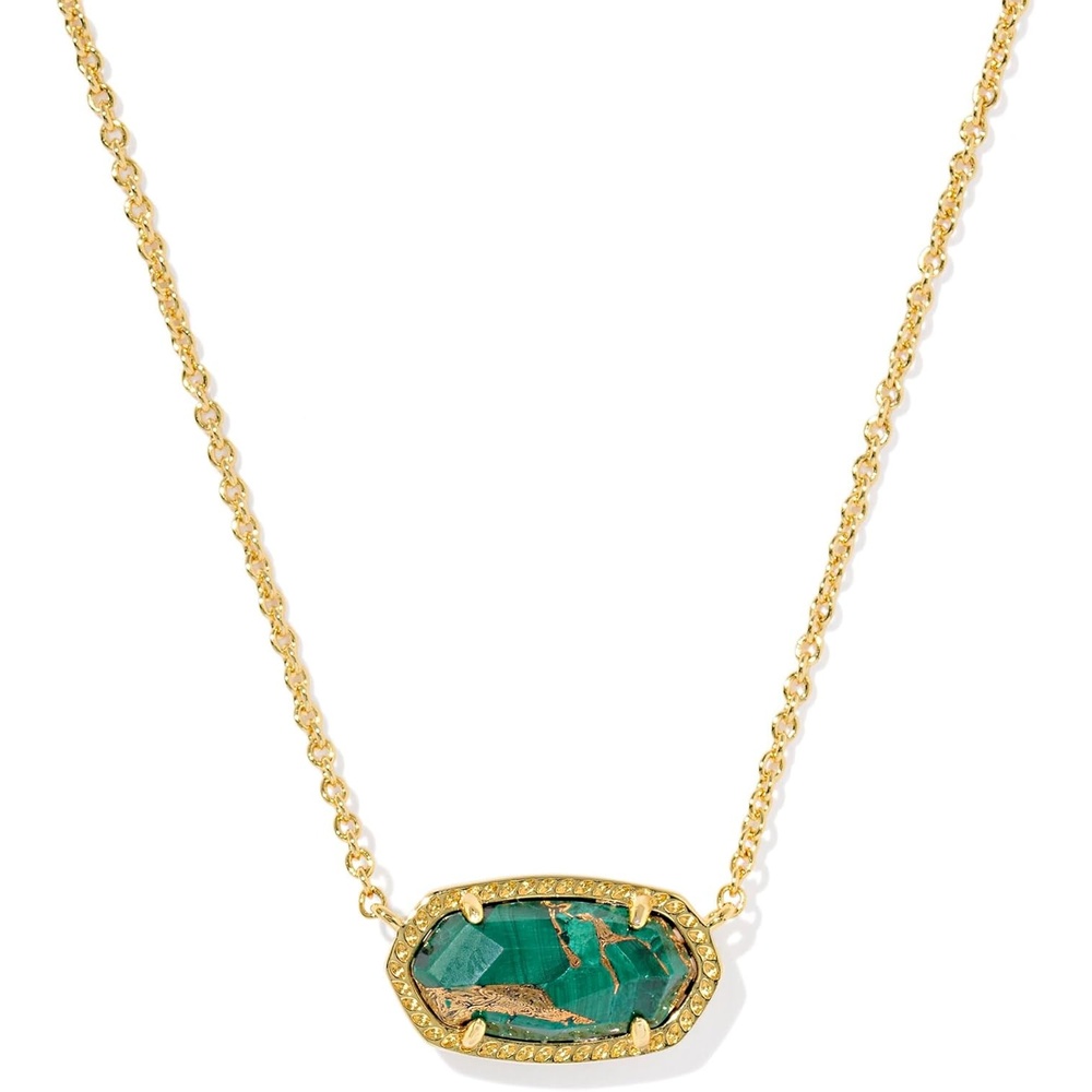 image:imageKendra Scott Elisa Pendant Necklace for Women Fashion Jewelry 14k GoldPlatedGOLD BRONZE VEINED GREEN MALACHITE