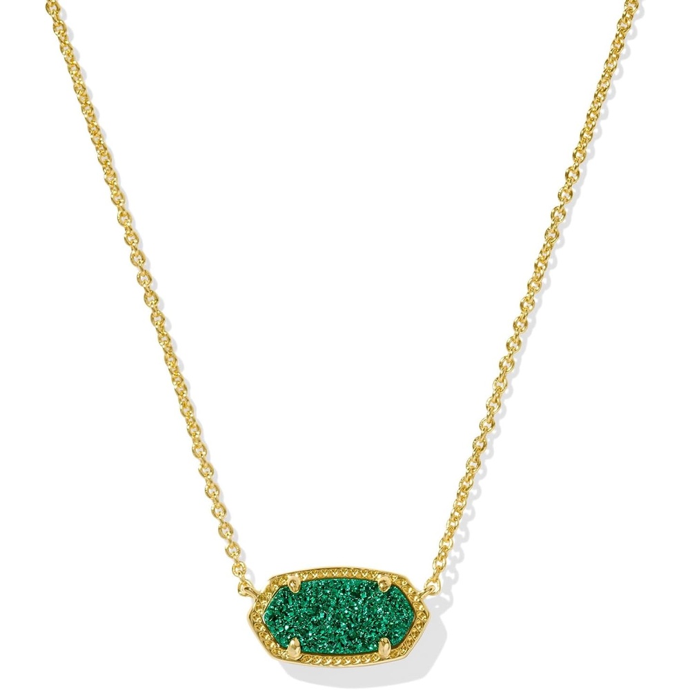image:imageKendra Scott Elisa Pendant Necklace for Women Fashion Jewelry 14k GoldPlatedGOLD EMERALD DRUSY