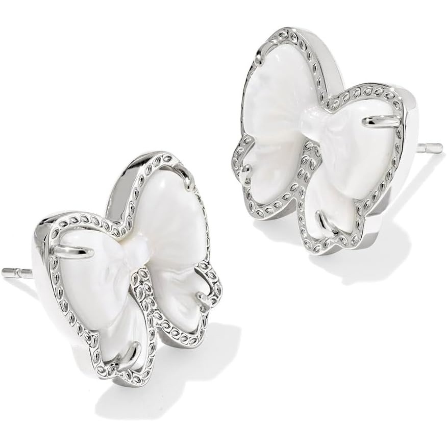 image:imageKendra Scott Haley Bow Stud Earrings Fashion Jewelry for WomenRHODIUM  IVORY MOTHER OF PEARL